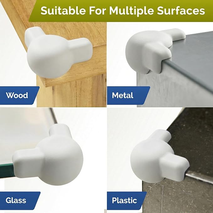 Silicone Corner Protectors for Baby Proofing – Soft Adhesive Corner Guards for Tables & Furniture, Child Safety Edge & Corner Bumpers. Protects Toddlers from Sharp Edges (12 Pack/White)