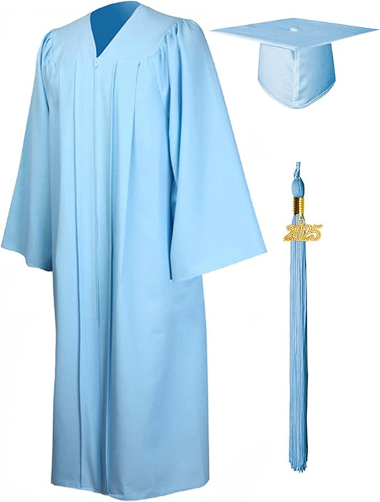 GraduationMall Matte Graduation Gown Cap Tassel Set 2025 for High School and Bachelor