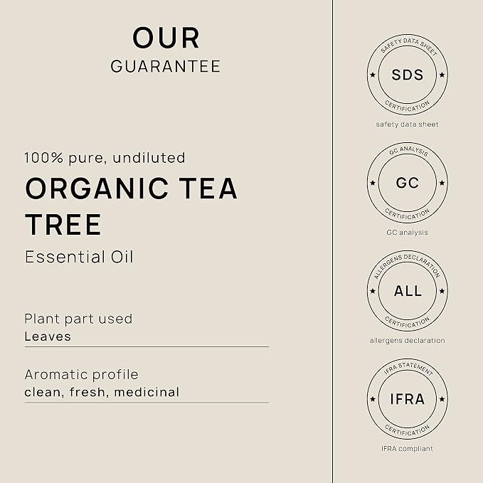 VINEVIDA Organic Tea Tree Essential Oil - Gallon, Pure, Undiluted, Vegan, Sustainable, Recyclable Aluminum Bottle