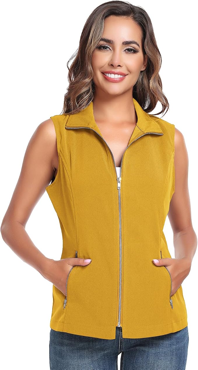 MISS MOLY Women's Lightweight Vest Casual Zip Up Utility Vest Hiking Golf Sleeveless Jackets with Pockets