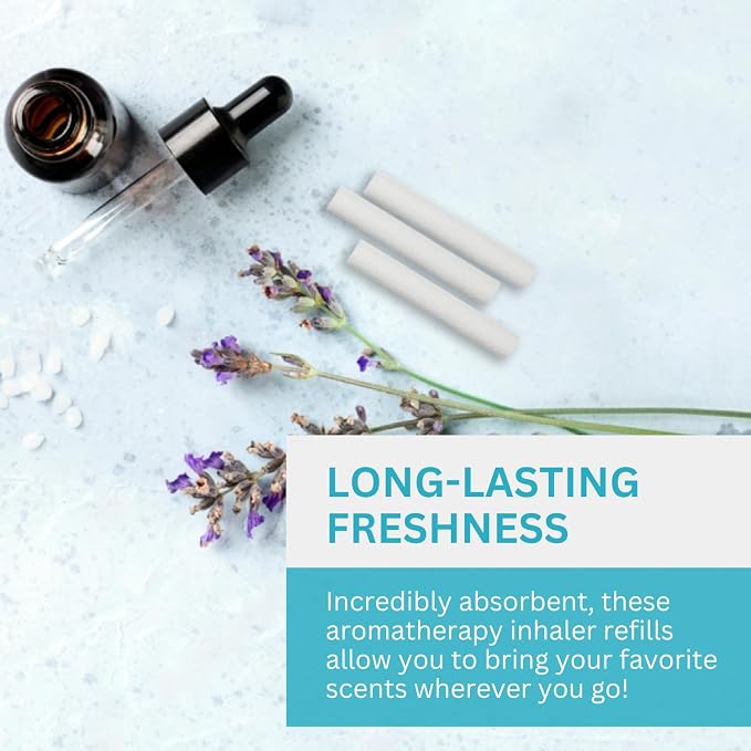 Wild Essentials 12 Pack Fiber Wick Essential Oil Inhaler Refills, 4 cm (1 5/8 inch) Blank Nasal Sticks for On The Go Aromatherapy Compact, Portable, Highly Absorbent, Degradation Resistant