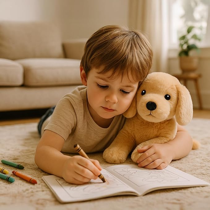 Golden Retriever Stuffed Animal Dog Puppy Plush Toy with Embroidered Eyes for Babies, Boys, Girls, Kids - No Hard Parts, 12 inches