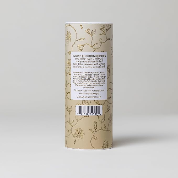 Body Powder for Women, Cornstarch and Talc Free Powder, Bath and Dusting Powder, Amber Oil, Frankincense Essential Oil, Ylang-Ylang, Vanilla, Warm Scent, Ora's Amazing Herbal, Sweet Love 2.5 oz 3 pack