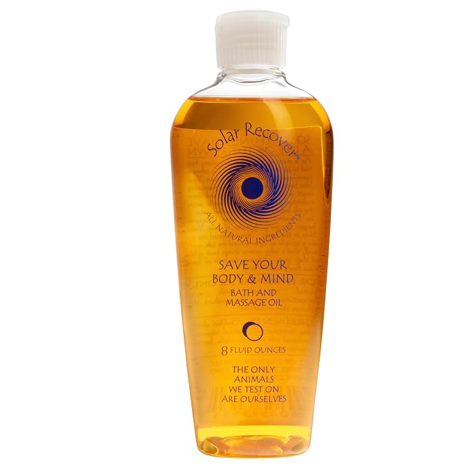 Solar Recover – All Natural Bath & Massage Oil with Lavender, Calendula & Vitamin E – 8 fl oz of Relaxing Aromatherapy Body Oil for Dry Skin, Stress Relief & Muscle Recovery – Save Yur Body & Mind