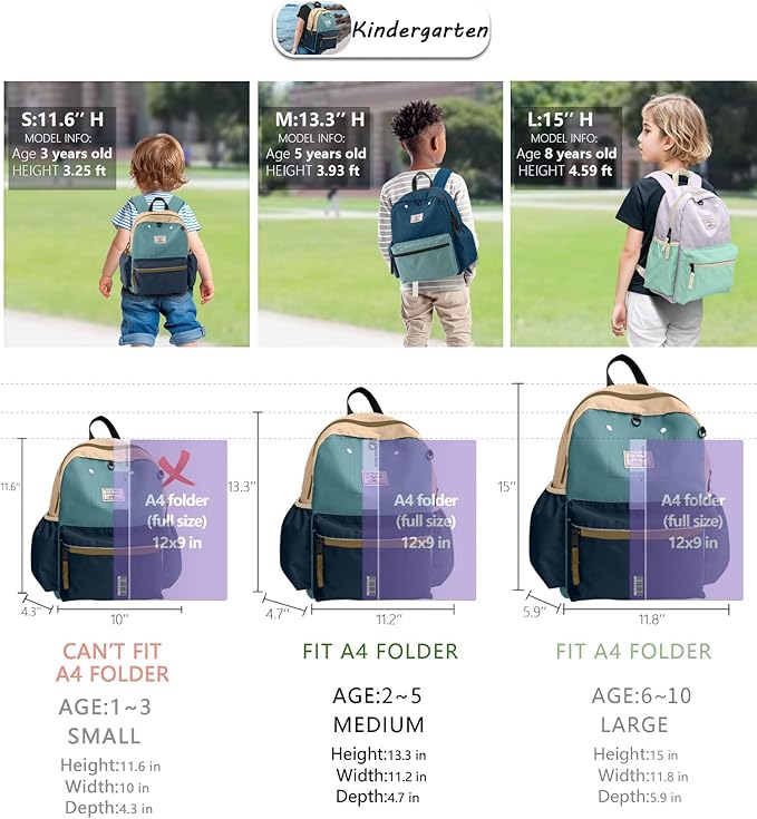 Toddler Backpack for Boys 2-5: Preschool Kindergarten 13" Daycare Backpacks Fit A4 Folder
