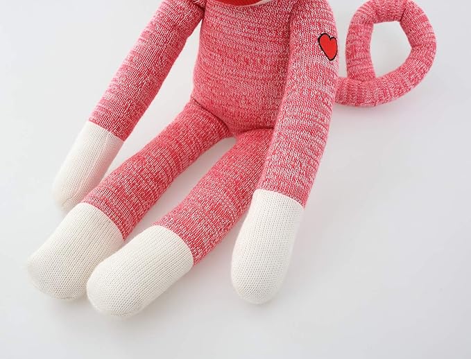 Plushland 20" Adorable Sock Monkey, Soft Plush Knitted Stuffed Animal Toy Gift - for Kids, Babies, Teens, Girls and Boys Baby Doll Present Gift Mother's Day Birthday Graduation Puppet (Pink)