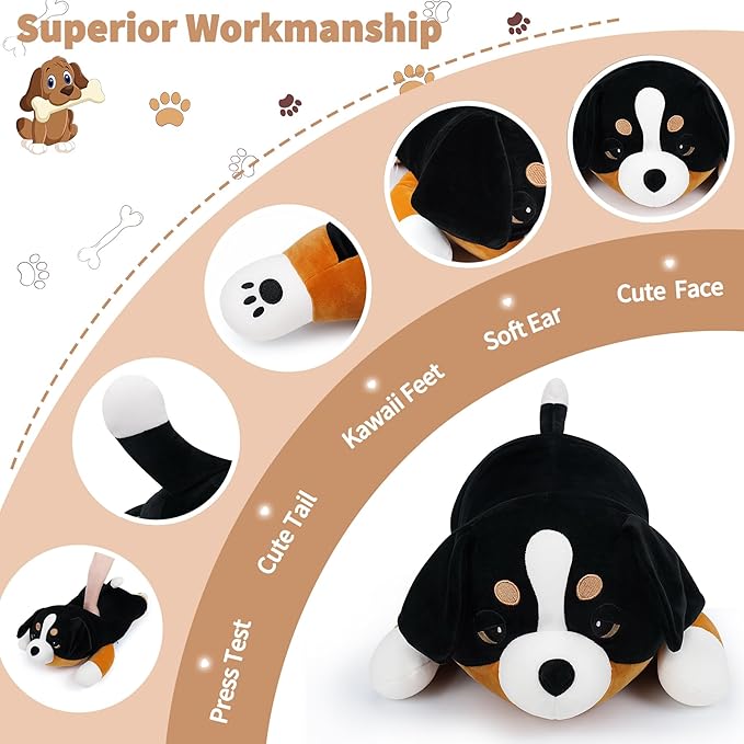 30'' Giant Bernese Mountain Dog Plush Stuffed Animal- Bernese Mountain Dog Plush Pillow Plushies, Large Sleeping Stuffed Animals Plushie Toy, Big Body Pillow Birthday Gifts for Kids Girls Boys