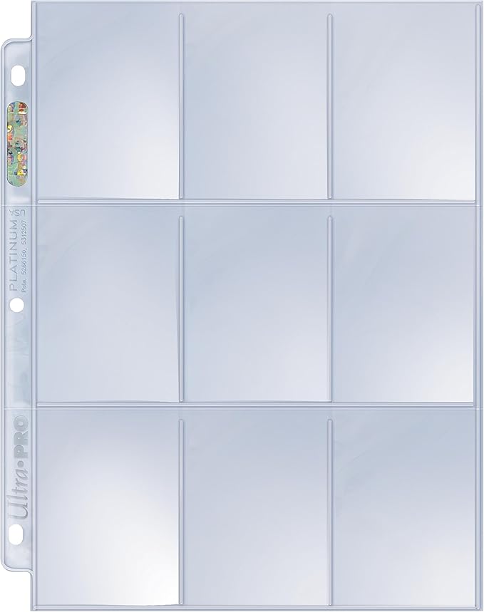 Ultra Pro Trading Card Sleeves – 9 Pocket Card Sleeves for Binder – Platinum Series Pages for Cards & Memorabilia – Archival Safe, UV Protection & 3-Ring Binder Compatible – 100 Pages, Made in USA