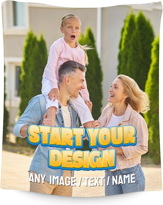 Personalized Blanket with Picture Name - Custom Photos Blankets Gift - 4 Sizes Soft Throws for Boys Teens Adults