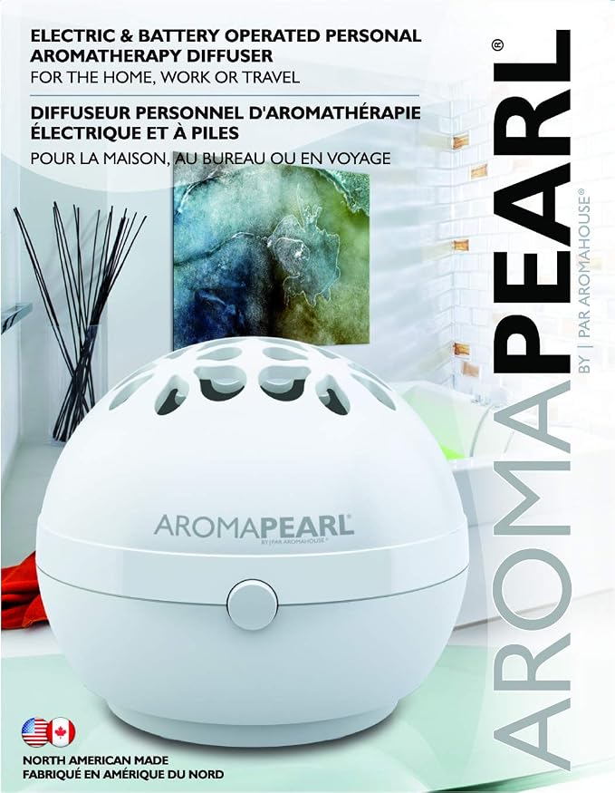 AromaPearl Electric and Battery Operated Personal Aromatherapy Diffuser Great for the Home, Office and for Travel (White) Pack of 1