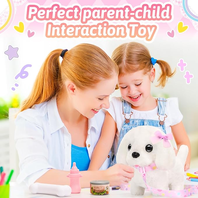 Tagitary Plush Toys Interactive Puppy Toy for Kids,Electronic Toy Dog That Walk and Bark,Tail Wagging, Fake Dog Toy with Leash,Perfect Easter Christmas Birthday Gift for Kids Toddlers