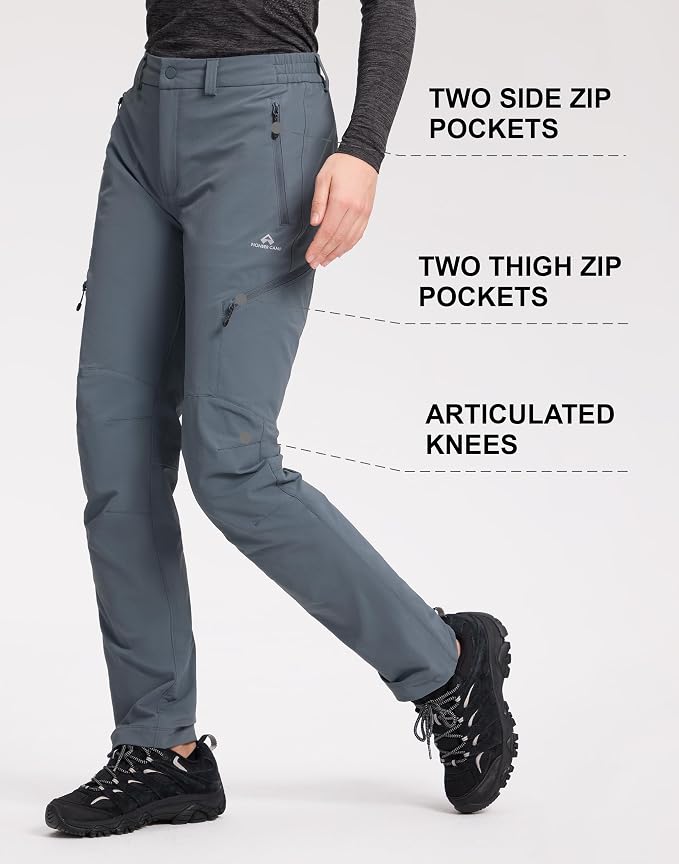 Pioneer Camp Women's Hiking Cargo Pants Water Resistant Ripstop with 4 Zip Pockets Quick Dry Climbing Softshell Trail Travel