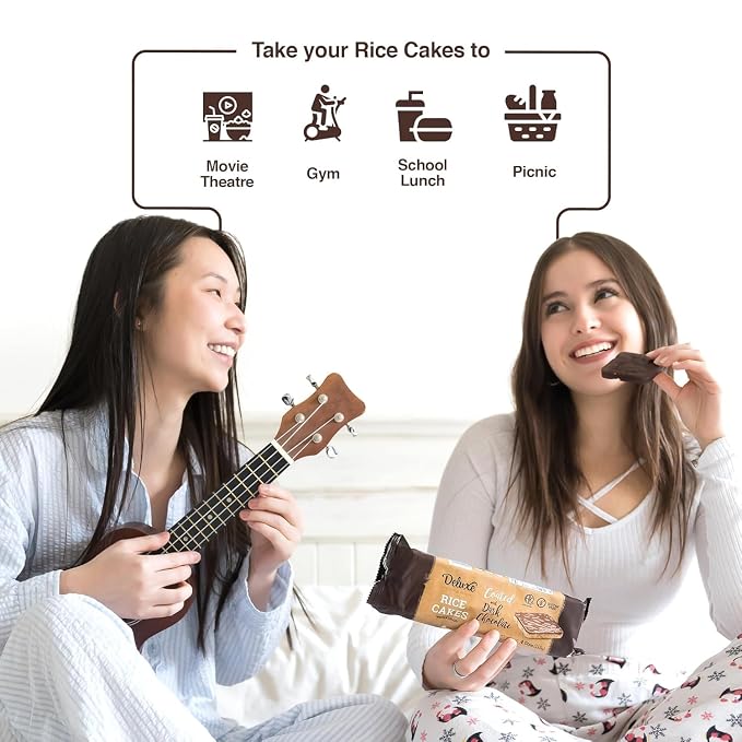 Deluxe & Bla Bla Thin and Crispy Strawberry Yogurt Chocolate Rice Cakes, Kosher Certified Dairy, Gluten Free, Nuts Free Snack Pack Of 3 (Pack of 3, White Chocolate) (Pack of 12, Dark Chocolate)