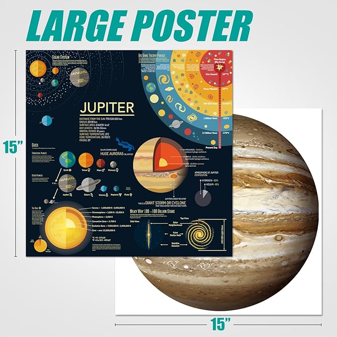 Antelope 3 in 1 Round Puzzle Bundle - Rainbow Moon, Space Jigsaw With Mercury and Jupiter - 1000 Piece Planet Puzzle