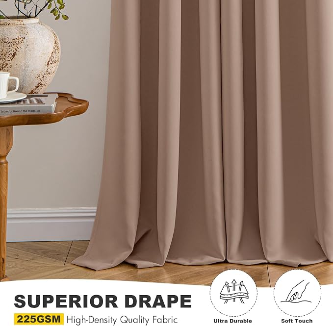 MIULEE Blackout Curtains for Bedroom 2 Panels 40 x 84 Inch Long Cappuccino | Thermal Insulated, Living Room Darkening Grommet Drapes, Noise Reducing, Light Blocking Window Treatments