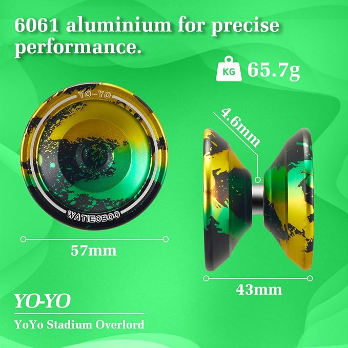 WATIEOBOO Yoyo Professional,Metal Responsive Yoyo for Kids Beginners, Unresponsive Yoyo for Adults Intermediate-Advanced Players with Glove and 10 Replacement Yoyos Strings Model WA-01