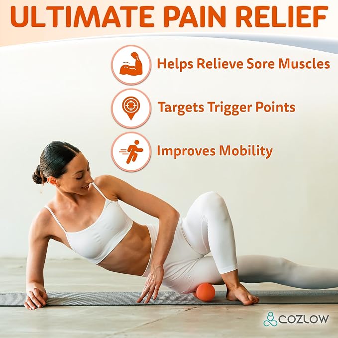 COZLOW Double Lacrosse Silicone Massage Ball - Energizing Orange - Peanut Trigger Point Roller for Mobility, Deep Tissue Therapy, Myofascial Release - Acupressure Tool for Muscle Pain Relief