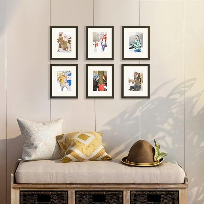 upsimples 8x10 Picture Frame Set of 5, Display Pictures 5x7 with Mat or 8 x 10 Without, Wall Gallery Photo Frames, Black