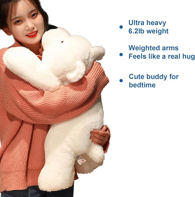 Weighted Stuffed Animals, 6.2 lbs Weighted Polar Bear Stuffed Animal Toy White Bear Plush Animals Throw Pillow Gifts for Boys Girls, 29.5 inch