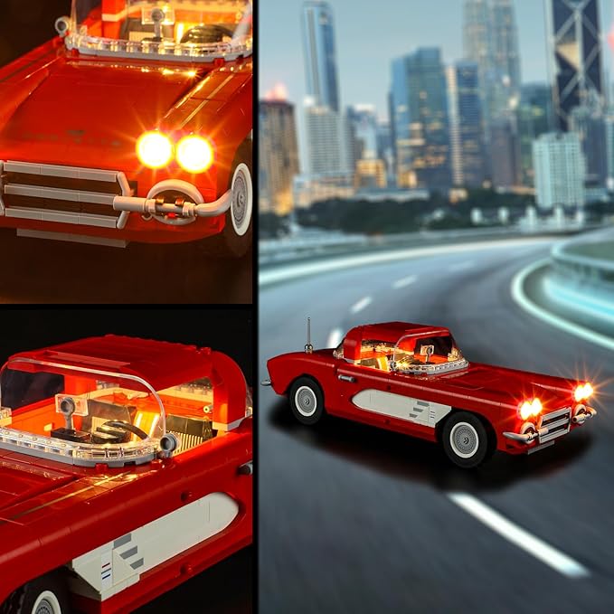 Vaodest LED Light for Lego 10321 Icons Corvette 1961 Set,Design and Configuration Compatible with Model 10321(LED Light Only, Not Building Block Kit)