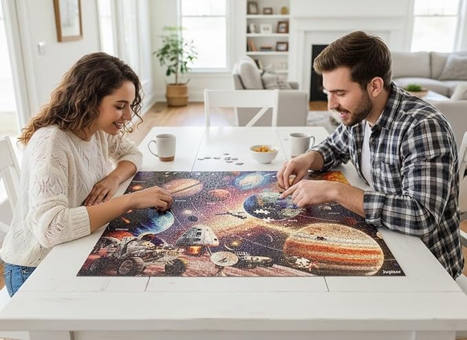 1000-Piece Space Explorer Puzzle: Glow-in-The-Dark Astronaut Adventure, Solar System Jigsaw Puzzle, Challenging Colorful Cosmic Puzzles for Adults, Outer Galaxy, Finished Size 26.6x19.2