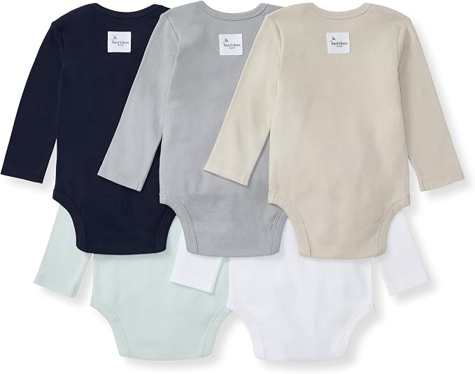 Burt's Bees Baby Bodysuits, Short Sleeve and Long Sleeve One-Pieces, 100% Organic Cotton
