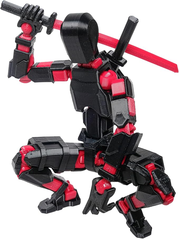 (Assembly Completed Dummy 20 Action Figure, 8.1 inches， Strong Magnetic Accessories， 8 Types of Weapons 3D Printed Robot Multi-Jointed Movable, Spider Ninja Series (Black)