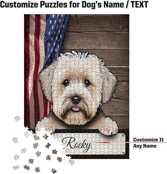 Custom Wooden Jigsaw Puzzles with Your Dog's Name on Dandie Dinmont Terrier Art Print - 300 500 1000PCS Puzzles Game and Home Wall Decor