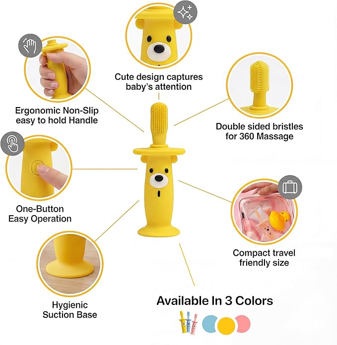 Vibrating Baby Teether & Toothbrush l Teething Relief & Bone Conduction Music l Soft BPA-Free Silicone Baby teethers, Oral Sensory chew Toys for Kids & Babies,Teething Toys 9-24 Months, Pink
