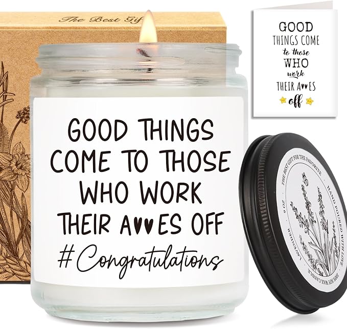 Funny Congratulations Candle Gifts for Women Men, Congrats New Job Promotion Candles Gift for Her Him Friend Coworker Work Bestie, Inspirational Work Hard Candles Gifts, New Business Owner Gift52