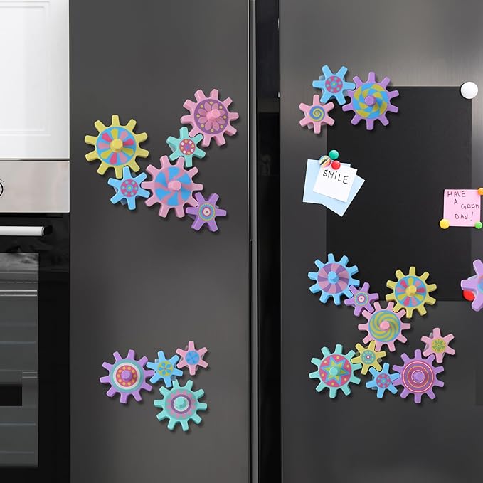 36 Pcs Magnetic Gears Interchangeable Learn Magnetic Spinning Gears for Magnetism Refrigerator or Whiteboard (Macaron)