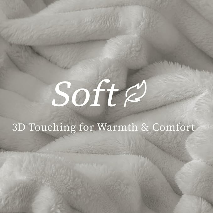 BEDELITE Ribbe Blankets Queen Size for Bed, Light Grey, 90"x90" | Ultra-Soft Plush Fleece, Warm Yet Lightweight, Ribbed Texture, Home Decor, Machine Washable, Giftable, All-Season Use