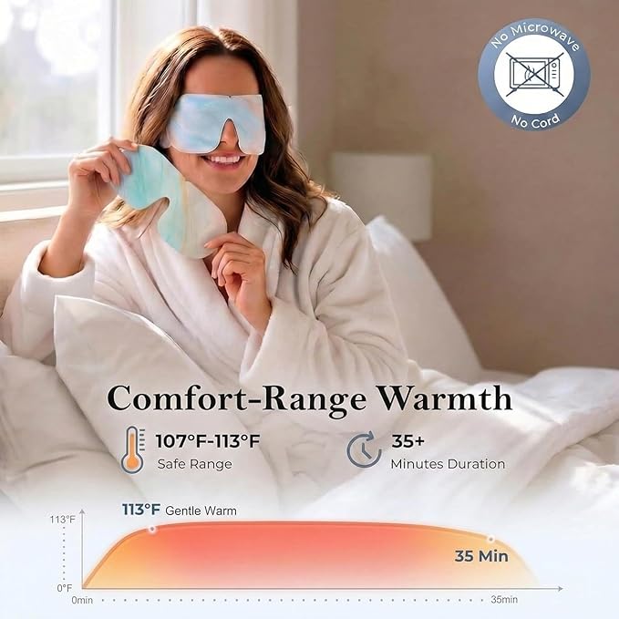 FACEMOON Self Heating Steam Eye Masks: Disposable Moist Warm Compress for Dry Eyes, Eye Strain, Stye & Stress Relief – No Microwave Needed for Relax, Travel, Sleep & Spa, Unscented