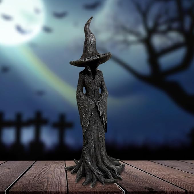 Cracker Barrel Witch Statue, Gothic Halloween Resin Figurine, Halloween Witch Figurines, Indoor Tabletop Display Figure, Home Office Holiday Party Decoration Ornament (8'')