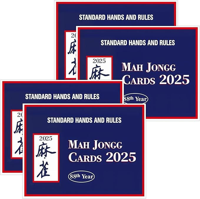 4Pcs mah-Jong Cards 2025 Guide Rules American Official Revision | Mahjong mat 2025 Mahjong Card - Large Print