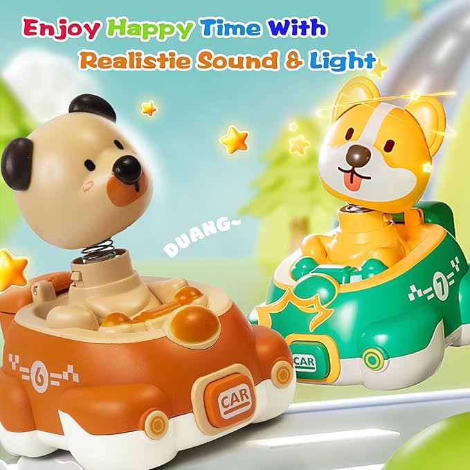 Press to Go Car Toys for Toddlers 1-3,Baby Animal Race Cars, Infant Play Vehicle Set,Car Toys for 6-9-12-18 Months, 1st Birthday Gifts for 1-2 Years Old Boys