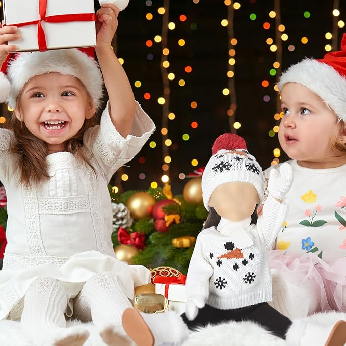 6 Pcs Christmas 18 Inch Doll Clothes and Accessories Winter Outfits Set Sweaters Trousers Hats Shoes for 18 Inch Doll Gift(White,Snowman)