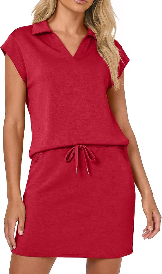 Casly Lamiit Womens Two Piece Skirt Sets Casual Cap Sleeve Lapel V Neck Tops Summer Travel Outfits Short Tennis Skort Set