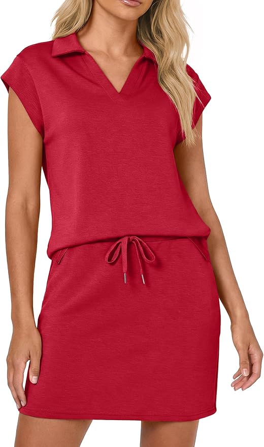 Casly Lamiit Womens Two Piece Skirt Sets Casual Cap Sleeve Lapel V Neck Tops Summer Travel Outfits Short Tennis Skort Set