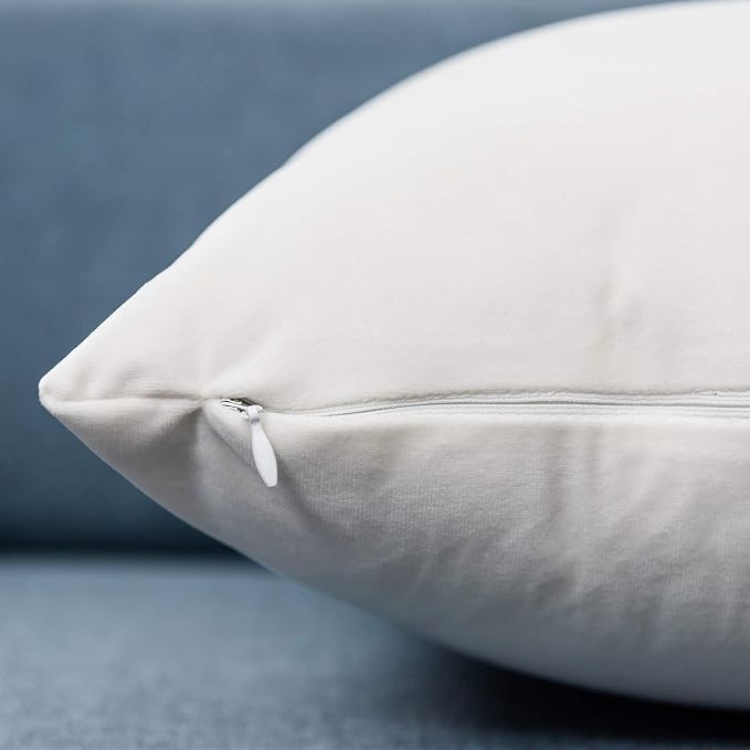 JUSPURBET 28x28 Decorative Velvet Throw Pillow Covers Set of 2,Cream White | Cozy Soft Euro Cushion Covers with Hidden Zipper for Couch Sofa Bed Living Room Bedroom Home Decor