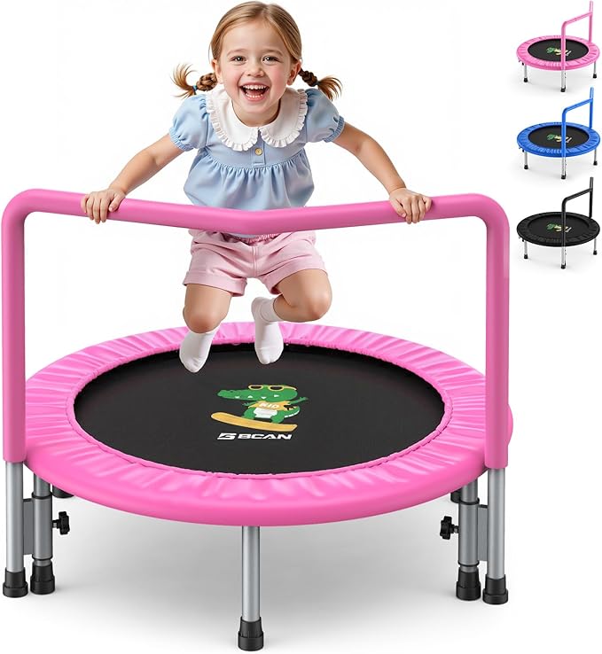 BCAN SP1 36'' Toddler Trampoline, ASTM Certified - Kids Trampoline for Ages 1-6, Foam Handle & Safe Thickened Cover, Mini Trampolines for Kids Indoor, Easy to Assemble| FED Fitness