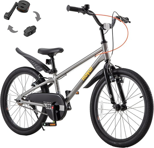 RoyalBaby EZ Fride Kids Bike 16 18 20 Inch, Lightweight Aluminum 2-in-1 Balance to Pedal Bike with One-Key Switch for Boys Girls Ages 4+