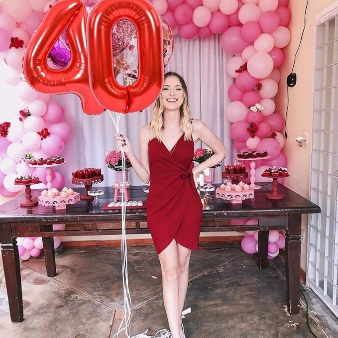 TONIFUL 40 Inch Large Red Number 70 Balloons Giant Digital 70 Helium Balloons, Foil Mylar Big Number Balloons for 70th Birthday Party 70th niversary Supplies Decorations