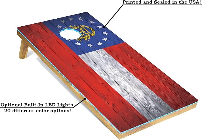 Tailgating Pros 4x2 Regulation Cornhole Boards Flag Set- Includes 8 Bean Bags, Carrying Cases, and Score Keeper - Optional LED Lights