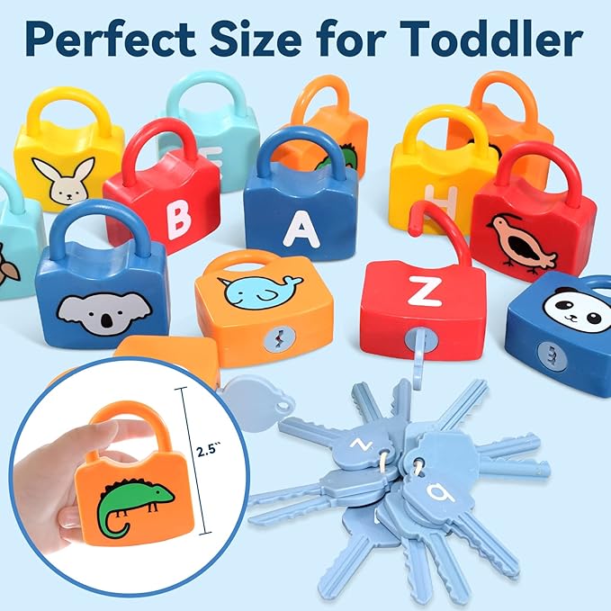 Alphabet Learning Toys, Lock and Key Toddler Toy for Ages 2-4, Preschool Learning Activities, Kindergarten Classroom Must Haves, ABC Montessori Toys for 3 Year Old
