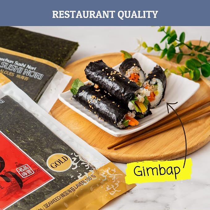 Daechun(Choi's1) Roasted Seaweed, GIM (100+100 Full Sheets), Value Pack, Resealable, Gold Grade, Product of Korea