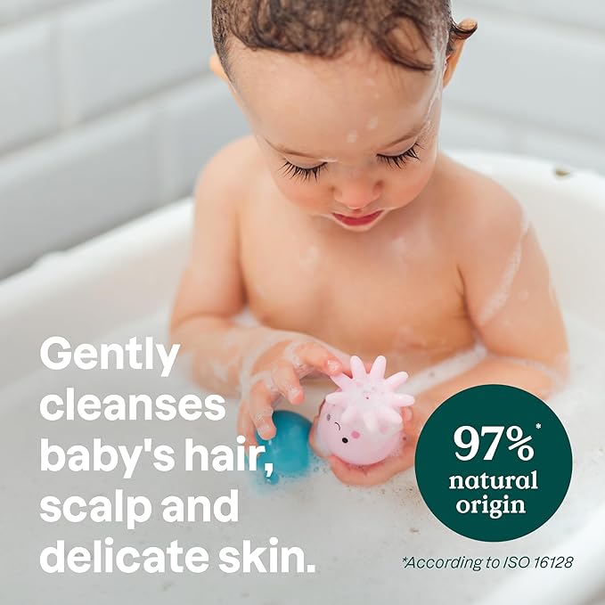 ATTITUDE Baby 2-in-1 Shampoo and Body Wash, EWG Verified, Extra Gentle, Enriched with Oatmeal, Dermatologically Tested, Vegan, Unscented, 8 Fl Oz