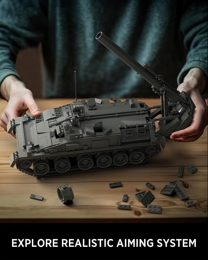 Nifeliz 2S4 Military Tank Building Model, Self-Propelled Heavy Mortar Set for Adults, Collectible Model to Build and Display, Gift for Military Fans (1,438PCS, NF10291)