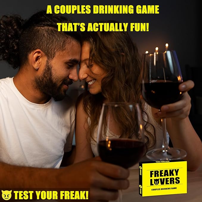 Couple Drinking Game for Date Night to Test Your Freak, Fun Couple Game for Romantic Anniversary & Valentines Birthdays Gift (Freaky Lovers)