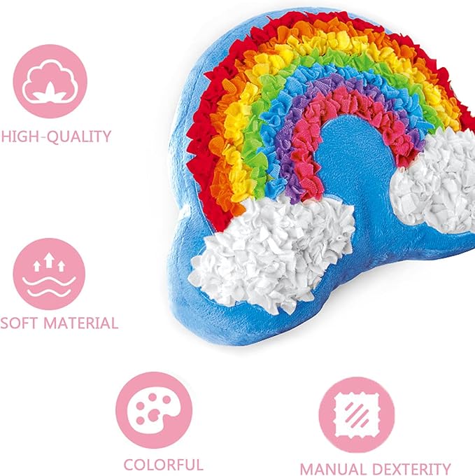 DBlosp Plush Craft Rainbow Pillow, Fabric by Number Art & Crafts, No Sewing, Making Your Own DIY Rainbow Pillow, Kids Project, Learning Fun, Ages 5+
